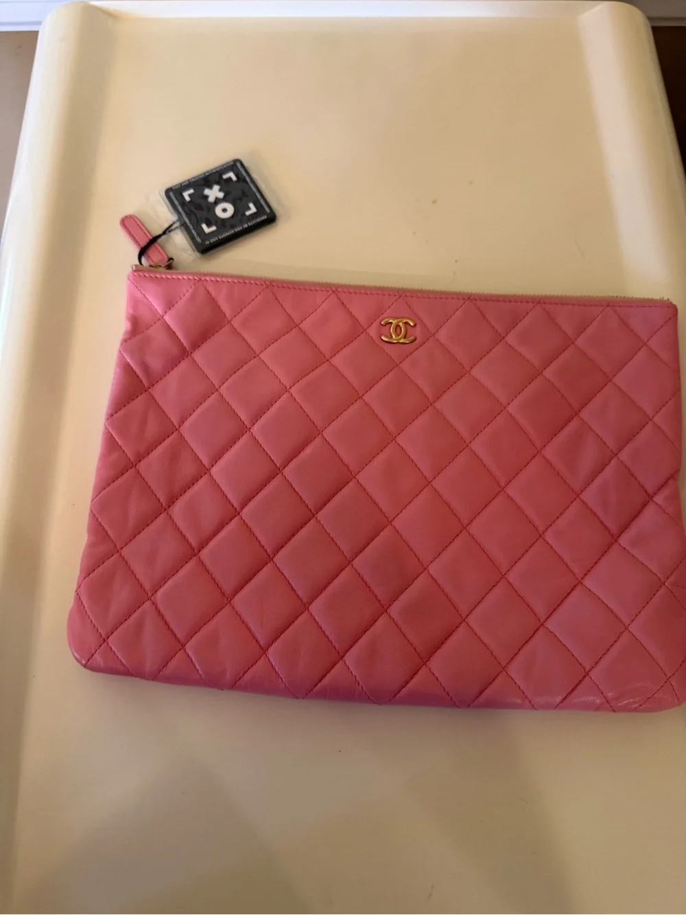 Chanel O Case Pink Quilted Lambskin Clutch/Pouch